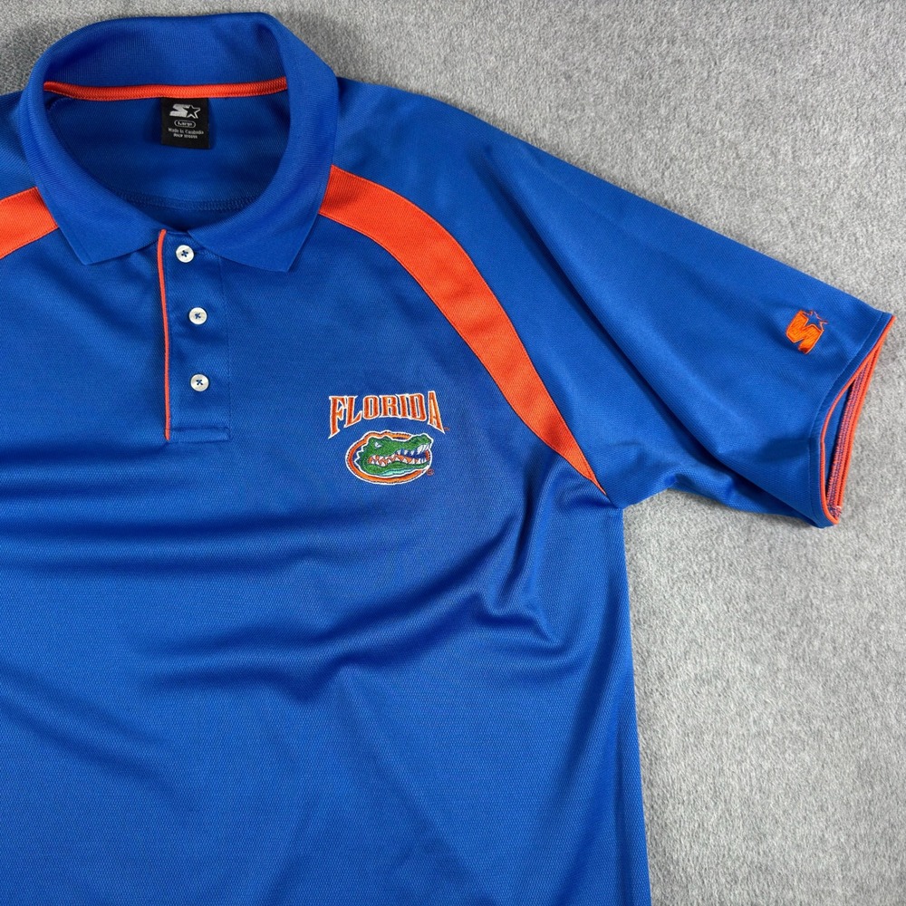 Starter Florida Gators Polo Shirt Blue Gator Head Mens Large